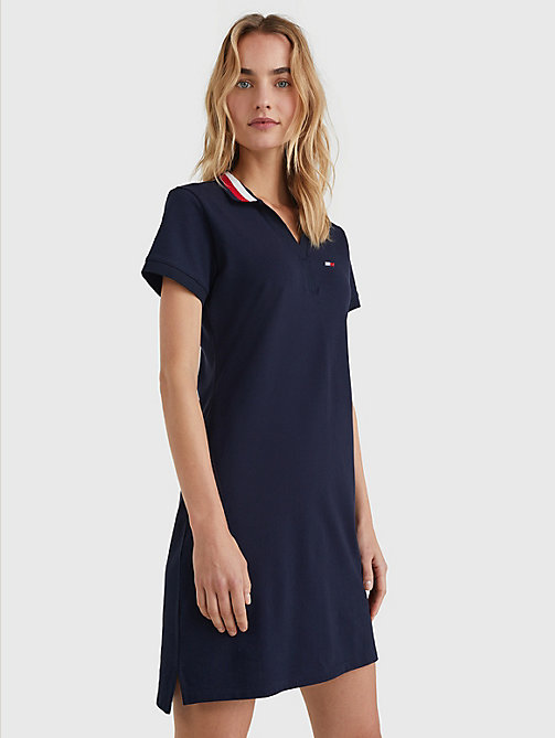blue slim fit polo dress for women tommy hilfiger