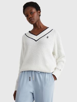 tommy hilfiger corporate knit white