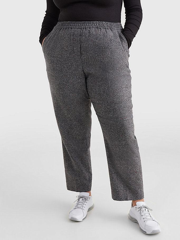 grey curve tapered pull-on trousers for women tommy hilfiger