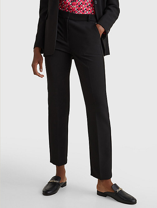 black slim fit trousers for women tommy hilfiger