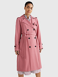 pink double breasted trench coat for women tommy hilfiger