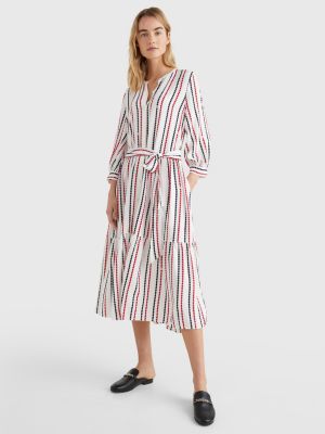 Gepunktetes Relaxed Fit Midi-Hemdkleid | WEIß | Tommy Hilfiger