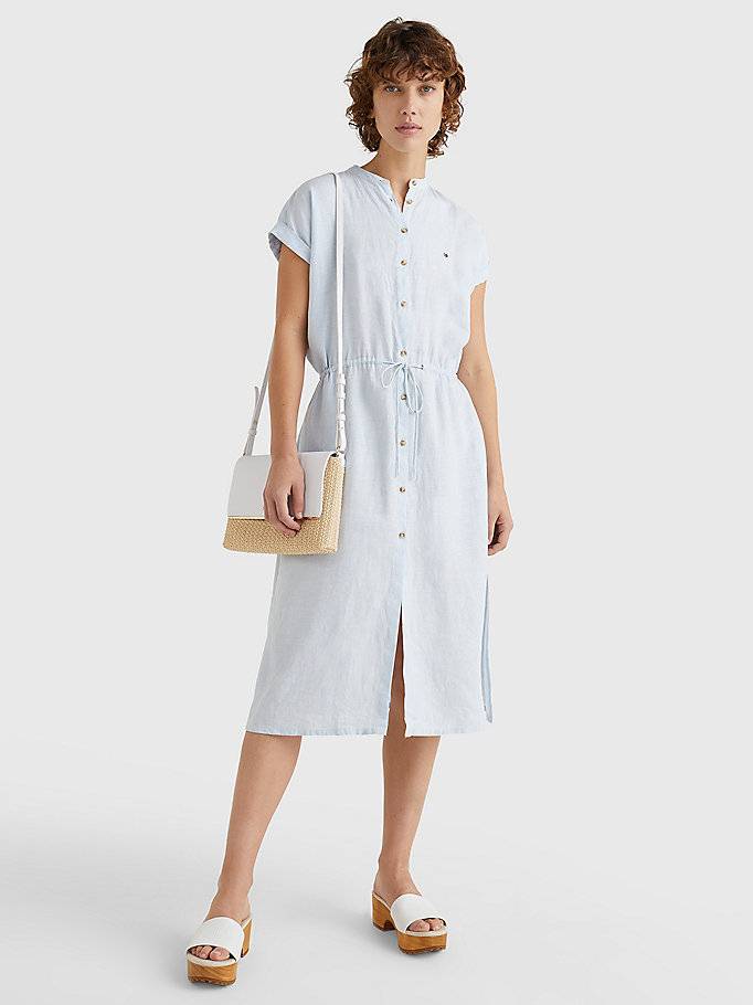 Linen Relaxed Fit Midi Shirt Dress ...