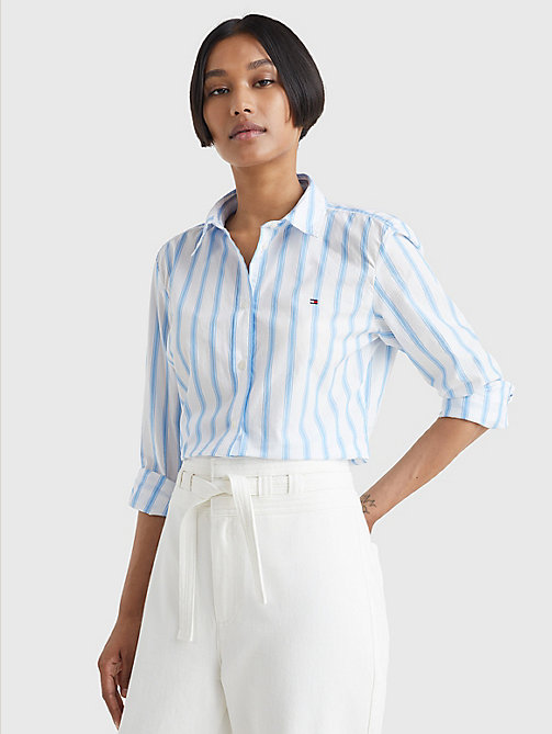 blue stripe regular fit shirt for women tommy hilfiger