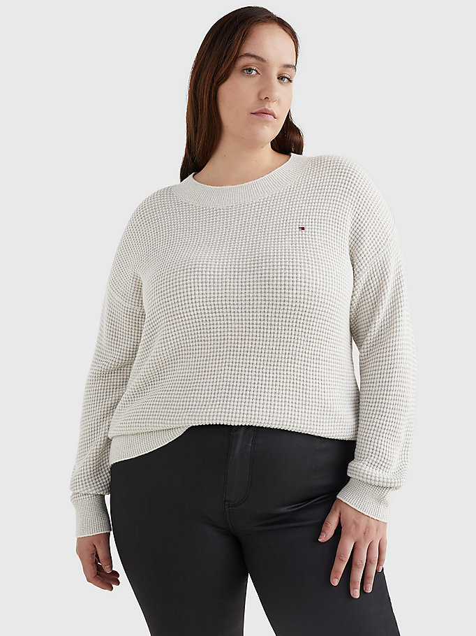 grau curve relaxed fit pullover mit alpakawolle für damen - tommy hilfiger