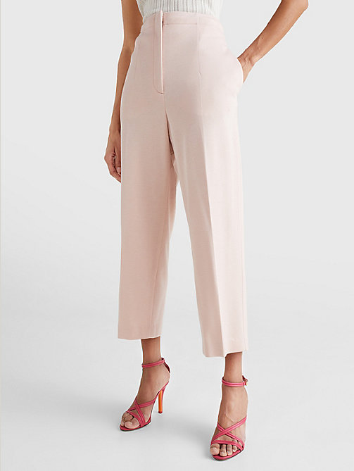 pink prep crest tailored ankle trousers for women tommy hilfiger