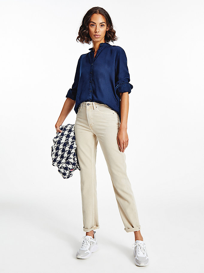 denim relaxed fit blouse van chambray voor women - tommy hilfiger