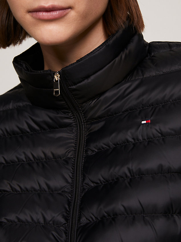 black down-filled hooded zip-thru jacket for women tommy hilfiger
