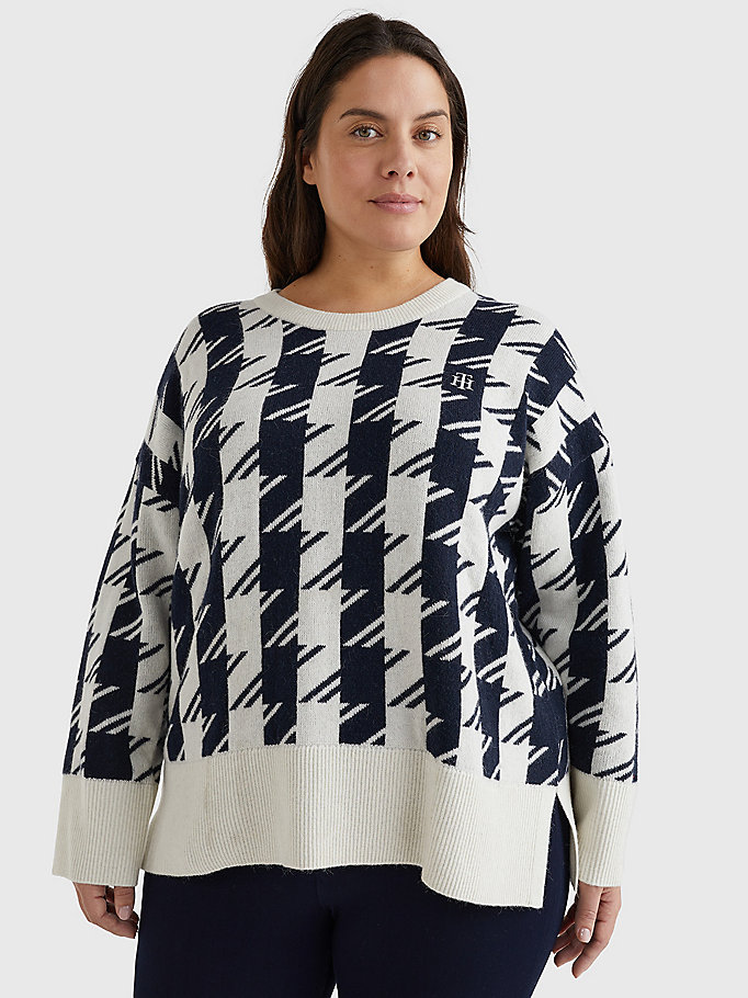 pullover smanicato curve relaxed fit blu da donna tommy hilfiger