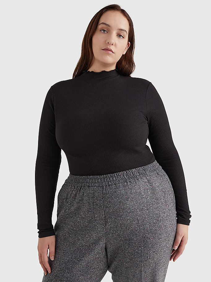 schwarz curve skinny fit modal-pullover für women - tommy hilfiger