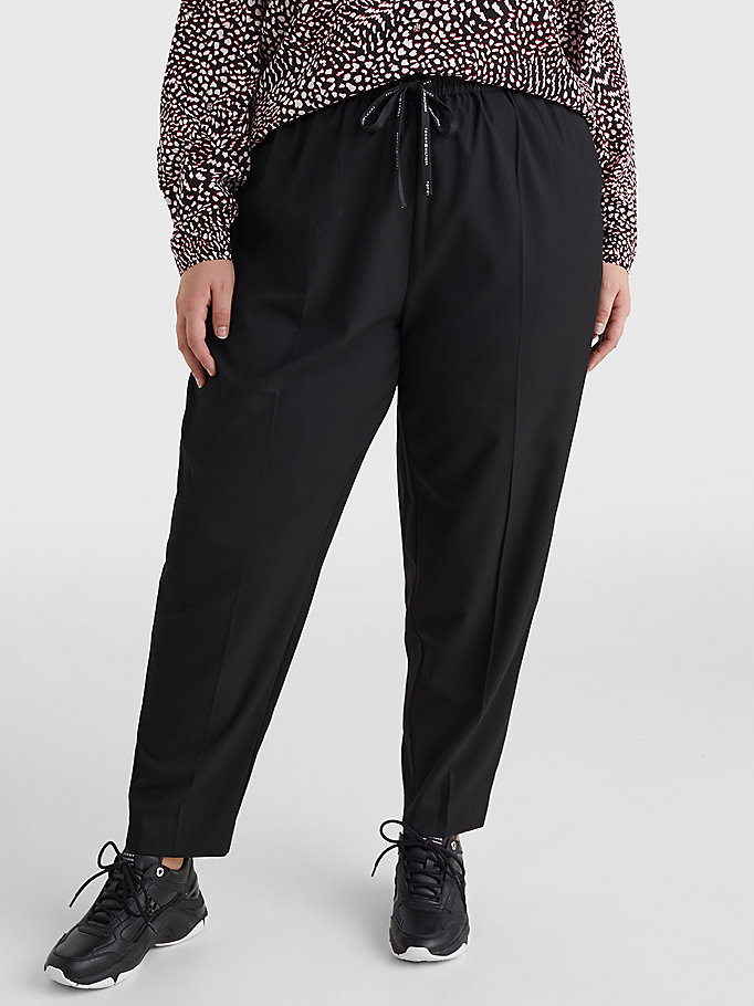 black curve relaxed tapered pull-on trousers for women tommy hilfiger