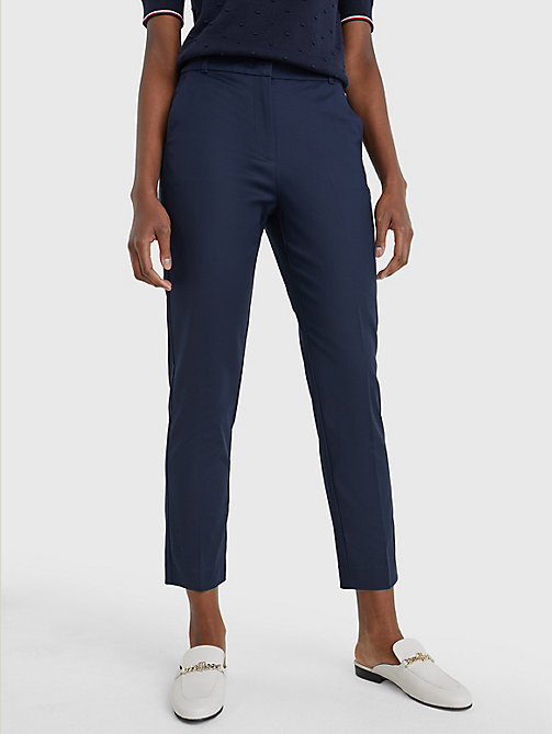 blue slim ankle trousers for women tommy hilfiger