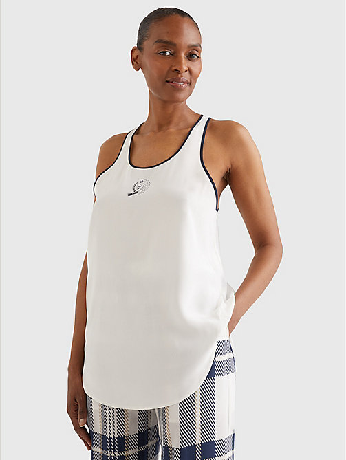 white tommy icons silk racerback tank top for women tommy hilfiger