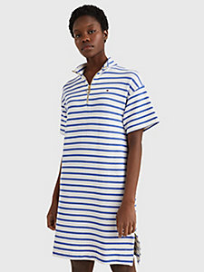 white stripe relaxed half-zip sweater dress for women tommy hilfiger