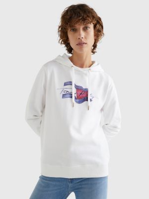 Motion Flag Logo Hoody WHITE Tommy Hilfiger
