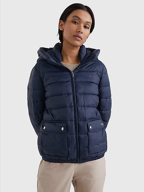 blue th protect hooded padded jacket for women tommy hilfiger