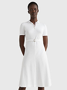 robe-polo midi à ceinture blanc pour femmes tommy hilfiger