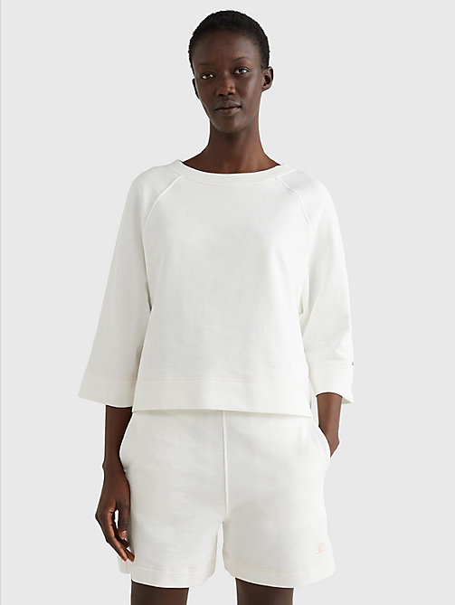 biały bluza o luźnym kroju z bawełny organicznej dla kobiety - tommy hilfiger