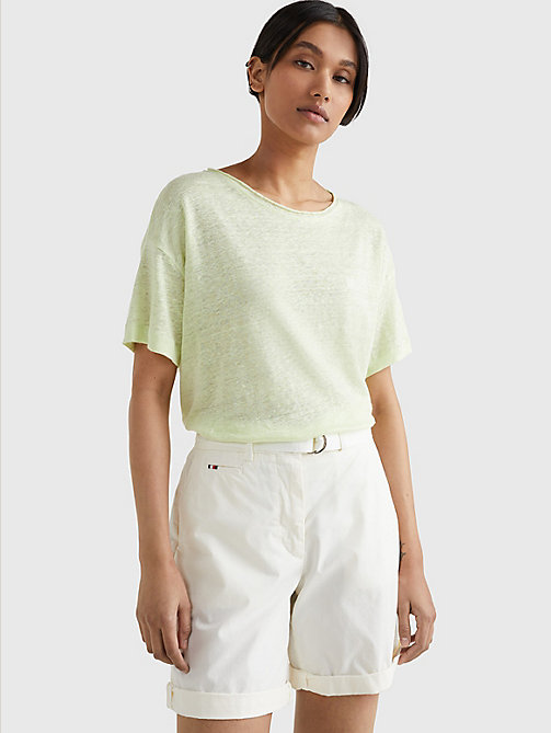 green linen relaxed fit t-shirt for women tommy hilfiger