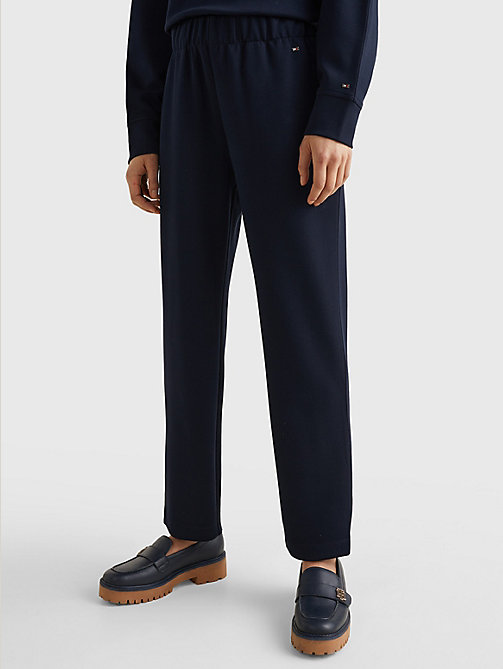 blue pull-on interlock trousers for women tommy hilfiger