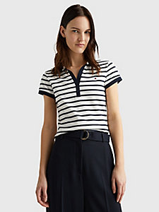 white tipped collar slim fit polo for women tommy hilfiger