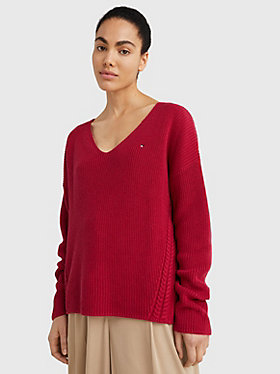 Rib Knit Half-Zip Relaxed Jumper | RED | Tommy Hilfiger