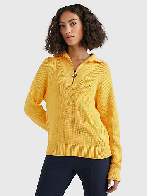 jersey de punto elástico con corte amplio amarillo de mujer tommy hilfiger