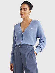 blue rib knit relaxed cardigan for women tommy hilfiger