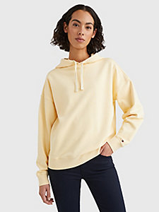 yellow logo embroidery relaxed fit hoody for women tommy hilfiger