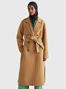brown double breasted relaxed fit coat for women tommy hilfiger