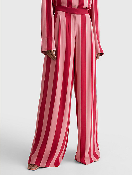 розовый свободные брюки tommy icons из вискозы для женщины - tommy hilfiger
