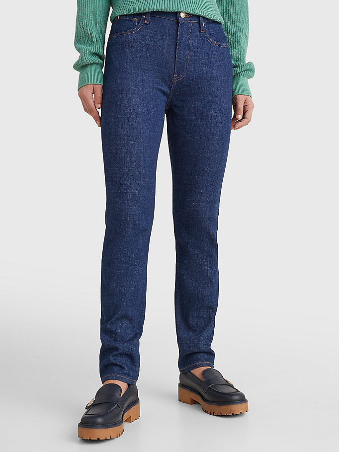 denim high rise slim straight jeans voor women - tommy hilfiger