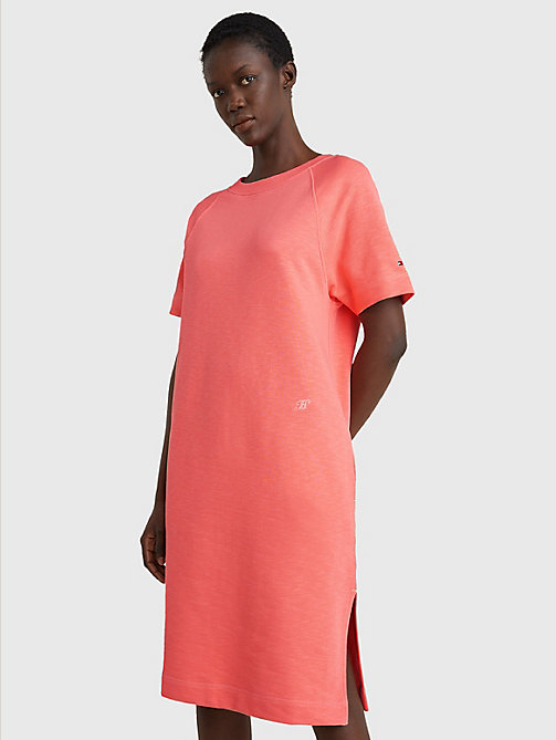 oranje relaxed fit midi-jurk voor dames - tommy hilfiger