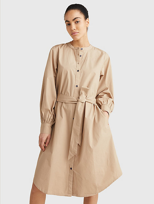 beige organic cotton shirt dress for women tommy hilfiger
