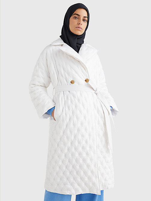 white th monogram embroidery down coat for women tommy hilfiger