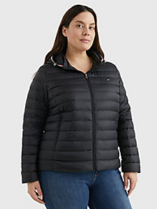black curve essential removable hood padded jacket for women tommy hilfiger