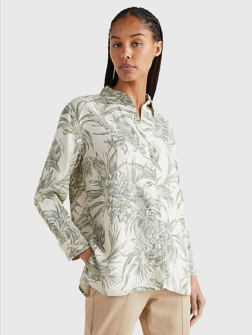 white floral print relaxed fit blouse for women tommy hilfiger