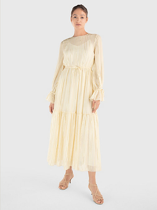 white gold stripe silk blend maxi dress for women tommy hilfiger