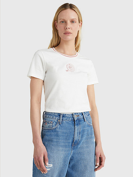 camiseta tommy icons de corte slim blanco de mujer tommy hilfiger