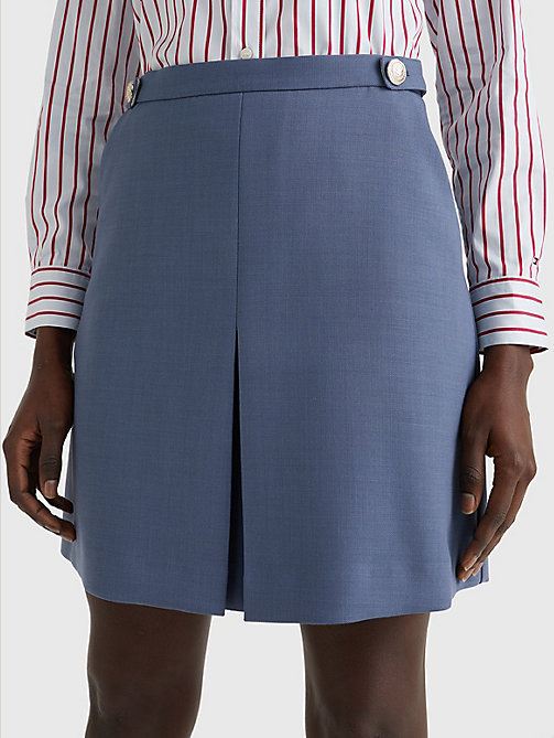 blue gold-tone button mini skirt for women tommy hilfiger