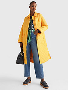 yellow diamond quilted long relaxed shacket for women tommy hilfiger