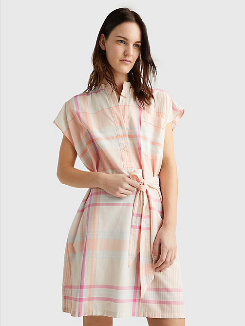 pink madras relaxed fit dress for women tommy hilfiger