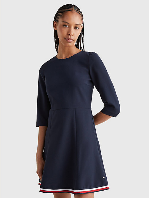 blue fit and flare mini dress for women tommy hilfiger
