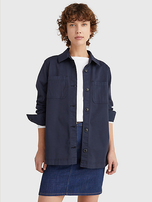 blue utility relaxed fit shacket for women tommy hilfiger