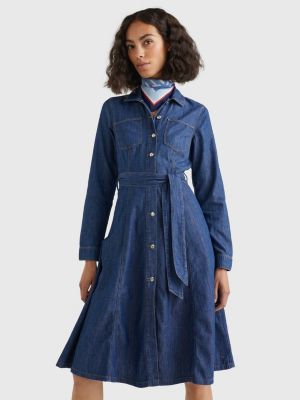Denim Fit And Flare Midi Dress DENIM Tommy Hilfiger