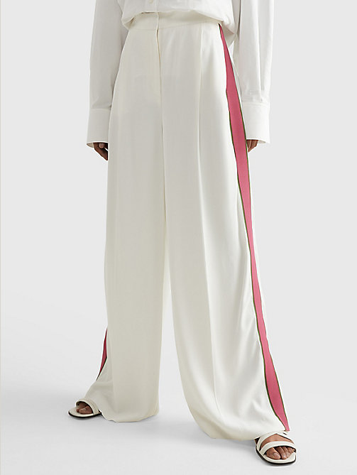 белый широкие брюки tommy icons с лампасами для женщины - tommy hilfiger