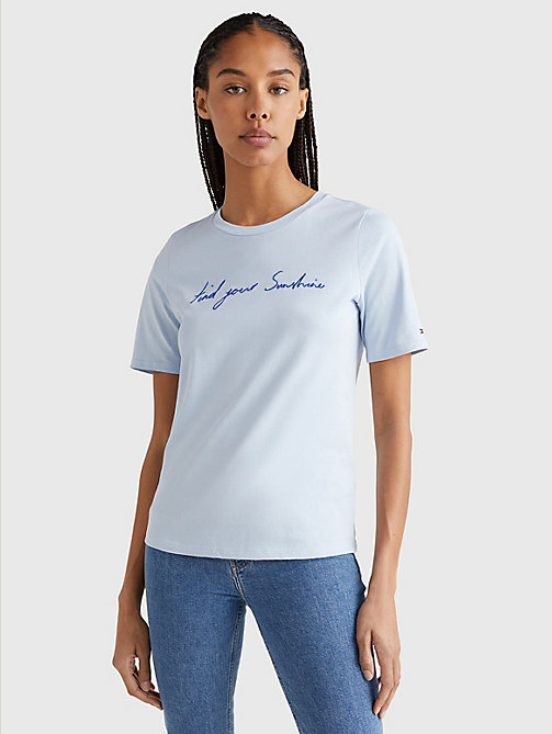 blue sunshine slogan t-shirt for women tommy hilfiger