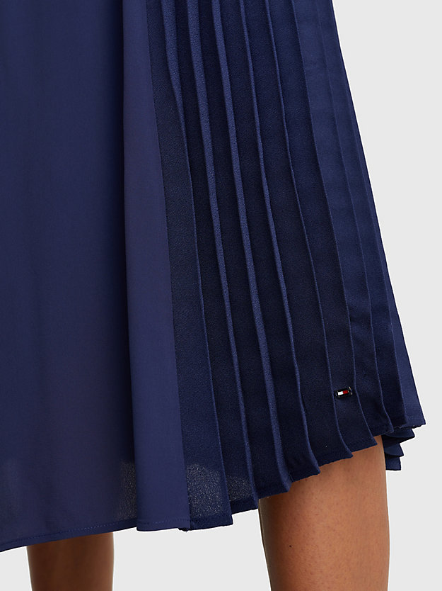 YALE NAVY Pleated Colour-Blocked Midi Skirt for women TOMMY HILFIGER