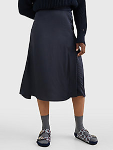 blue foulard print crepe midi skirt for women tommy hilfiger