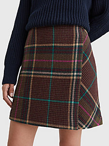 green check straight fit wrap skirt for women tommy hilfiger